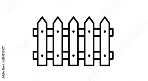Simple Outline Icon of a Wooden Picket Fence
