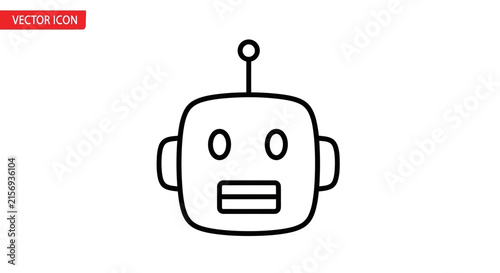 Simple robot head icon, cartoon style, vector illustration on white background