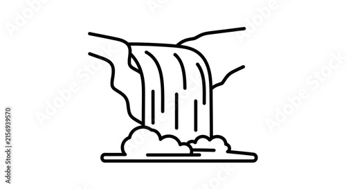 Simple Waterfall Line Art Icon