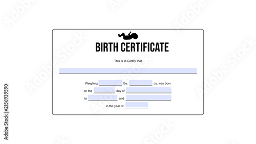 Konstfotografi Birth Certificate, color vector illustration