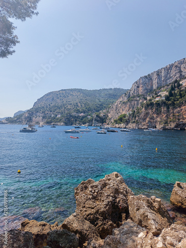 Fotografie Rocky Shore and Bay of Cap d'Ail in Cote d'Azur