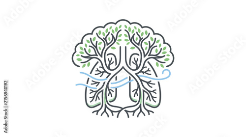 Stylized Lungs Tree Concept for Respiratory Health and Fresh Air