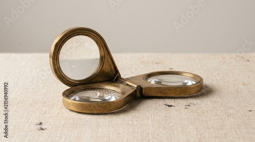 Brass Folding Magnifier On Map For Back To School Education Concept