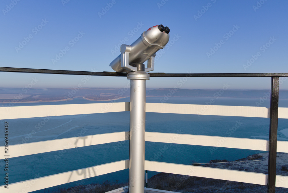 Obraz premium telescope, binoculars, observation deck, look, excursion, location, panorama