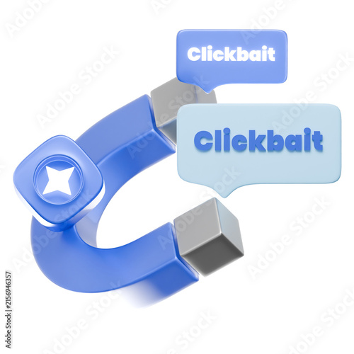 Blue Magnet Attracting Clickbait Speech Bubbles 3D Illustration