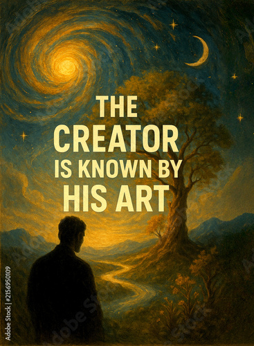 Sufi-Inspired Poster Asking: The Creator Is Known by His Art—Whose Artistry Shapes This Grand Design?