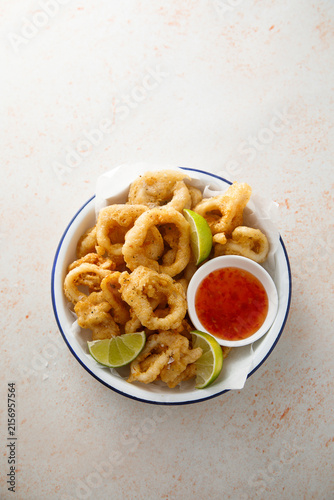 Battered deep fried squid rings