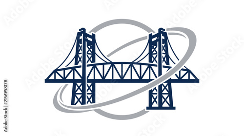 Modern bridge logo design with orbit rings representing connection, engineering, and infrastructure