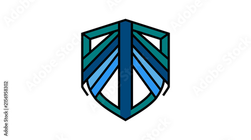 Modern Blue Shield Logo Design with Geometric Wing Elements for Security and Business Branding