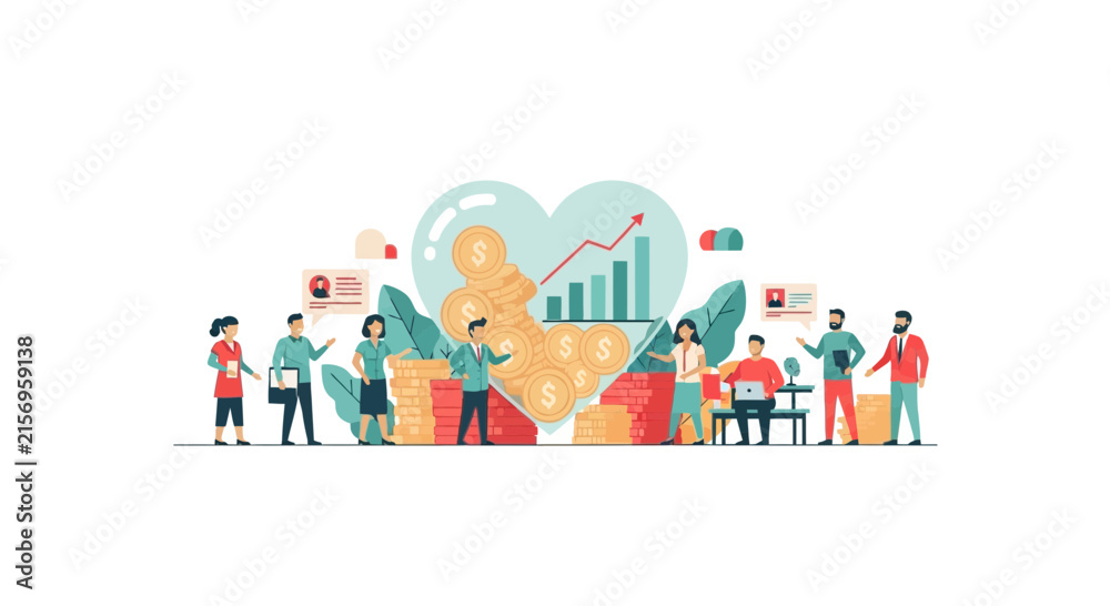 Fototapeta premium Business Team Financial Growth and Ethical Investment Concept Illustration