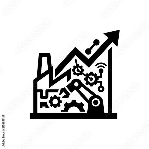 Industry smart factory icon set featuring automation, robotics, AI security, logistics, manufacturing, and sustainable production (2)
