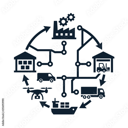 Industry smart factory icon set featuring automation, robotics, AI security, logistics, manufacturing, and sustainable production (2)