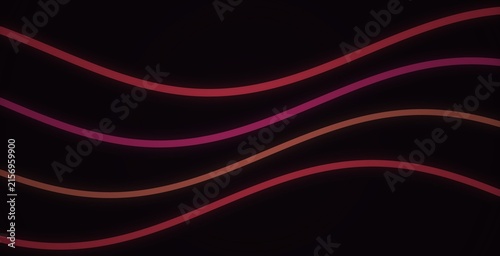 Vibrant wavy stripes in purple, pink, orange, and red on black background, wavy lines