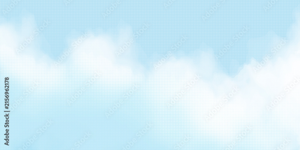 Abstract sky halftone background. Blue dots on white background. Vector illustration