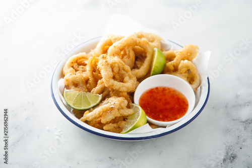 Battered deep fried squid rings