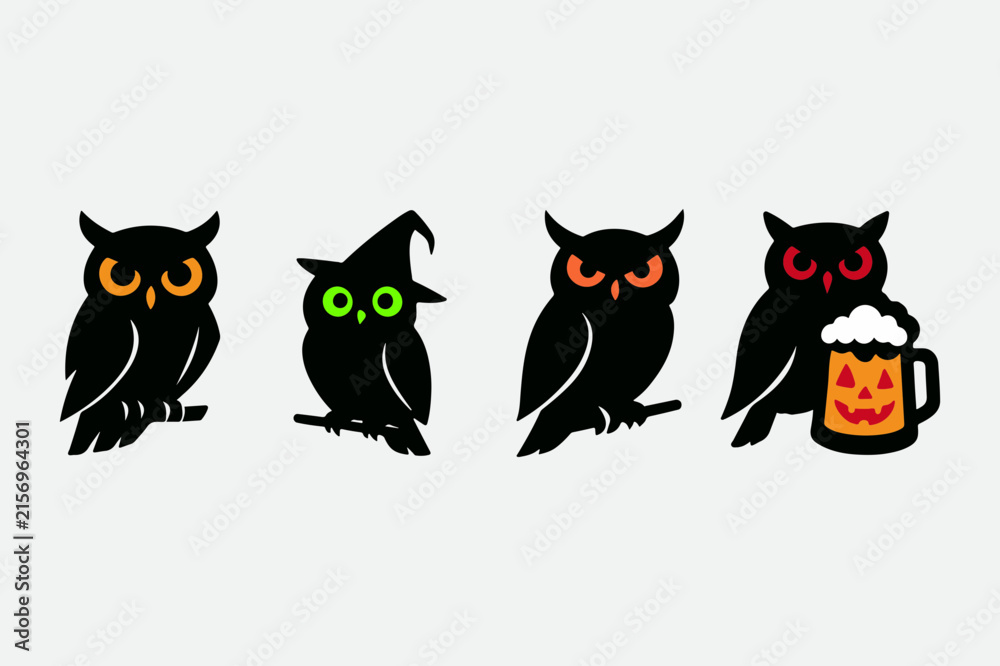 Fototapeta premium A set of owl vector art and illustration.