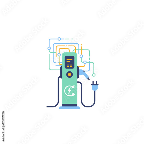 Electric Vehicle Charging Station with Digital Network