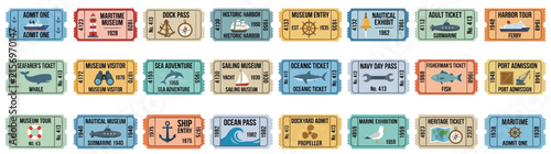 Nautical Themed Tickets Collection: Boats, Whales, Sharks, Submarines & More