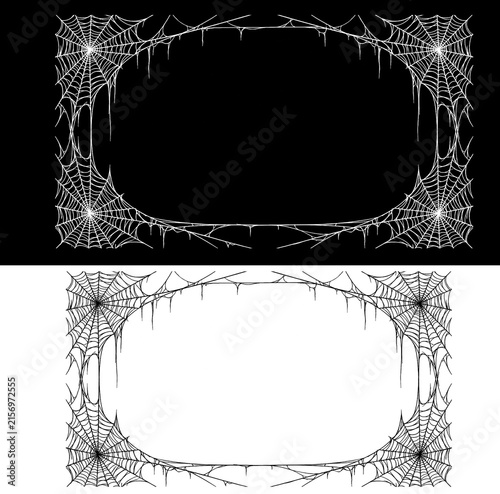 Halloween Spiderweb Frame Border Vector Illustration
