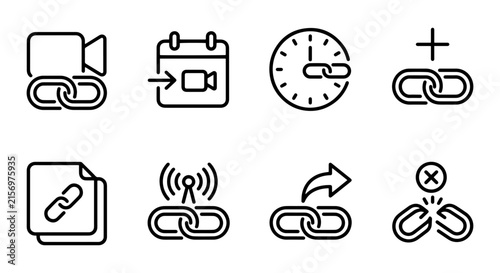 Link Building Icons Set, SEO Strategy Symbols, Digital Marketing Connection Graphics, Web Development Elements