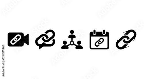 Connectivity Icons Set: Link, Network, Calendar, Video, Communication Icons