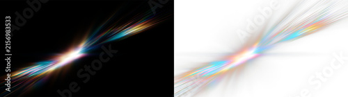 Foto Colorful light streaks on a transparent background during motion