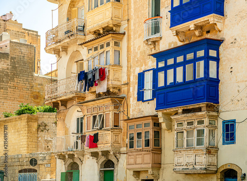 Photography Valetta historic street vibrant Maltese balconies