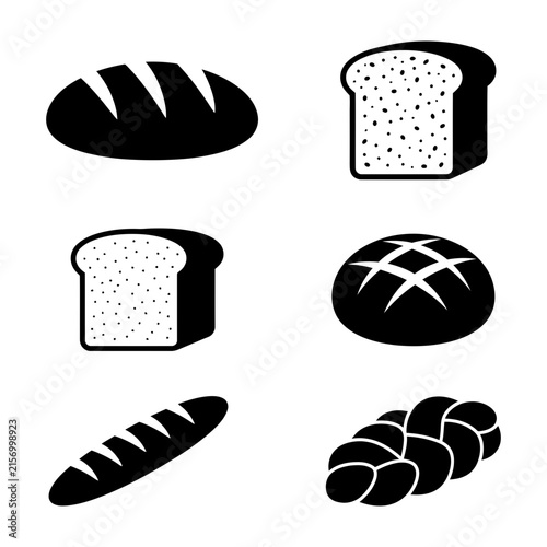Black and white bread icons set