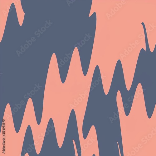 Abstract Pink Blue Jagged Wave Pattern Retro Psychedelic Fluid Swirl Background Template