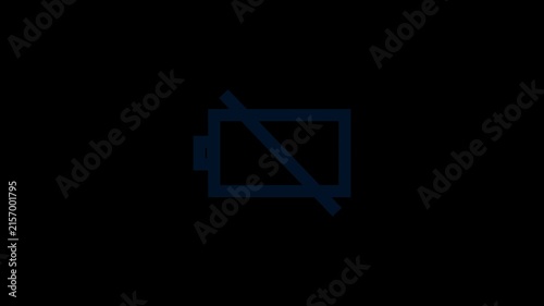 Simple animation of a low battery indicator in flat design. Moving image of a low battery with a simple animation.