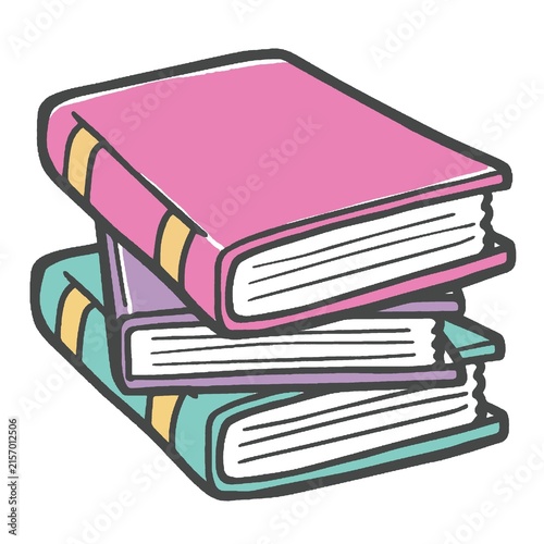 Hand Drawn Stack of Colorful Books Illustration