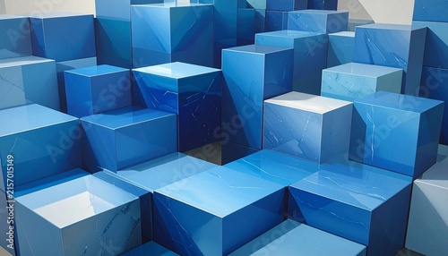 Clustered Blue Cubes Abstract Pattern – Geometric Visual for Editorial, Lifestyle, or Branding Themes