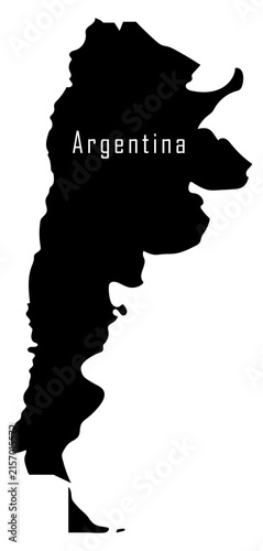 Argentina Silhouette Map Vector Isolated on Transparent Background