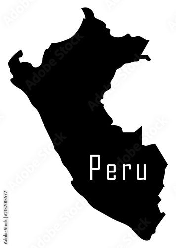 Peru Silhouette Map Vector Isolated on Transparent Background