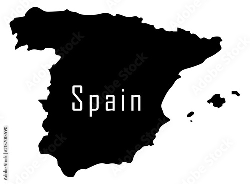Spain Silhouette Map Vector Isolated on Transparent Background