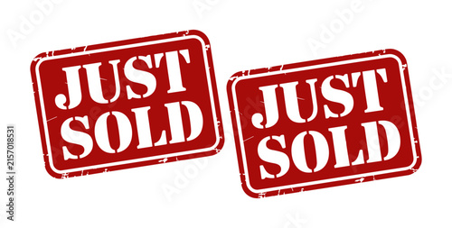 Obraz na plátne Just Sold Stamps: Two red Just Sold rubber stamps, conveying a sense of finality and accomplishment in real estate transactions
