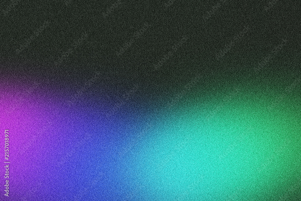 Fototapeta premium Dark grainy background featuring purple and cyan light leaks for cinematic atmospheric designs.