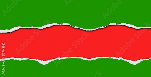 Ripped red and green paper