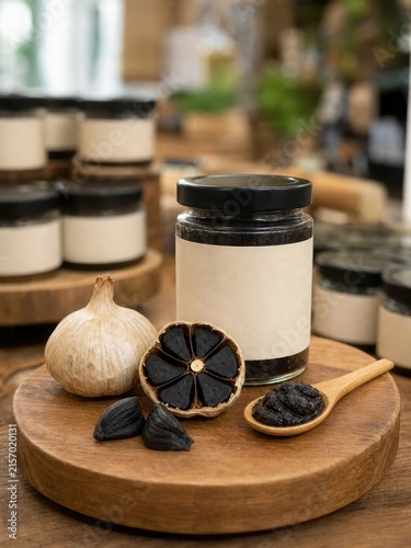 Blank Label Jar of Black Garlic Paste at Artisan Market