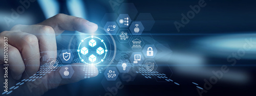 Obraz na płótnie Crypto developer building smart contracts