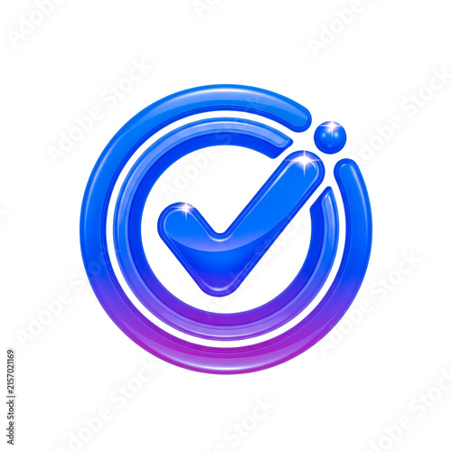 Blue and purple circular checkmark icon with a shadow effect