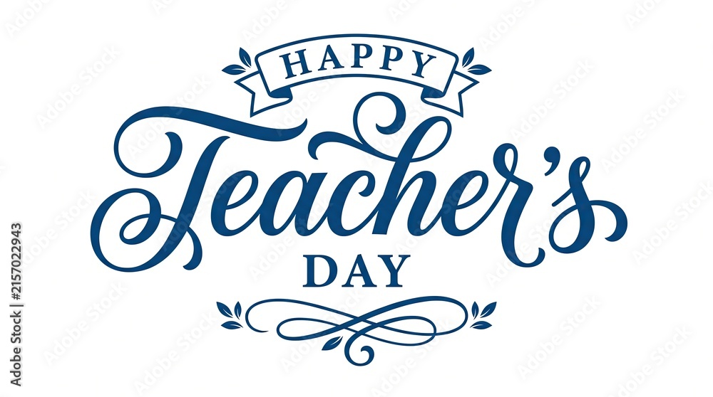 Obraz premium Happy teachers day elegant calligraphy typography greeting card vector illustration school education design template