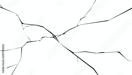 Abstract black cracked lines on white background simulating shattered glass surface or cracked ice texture vector.