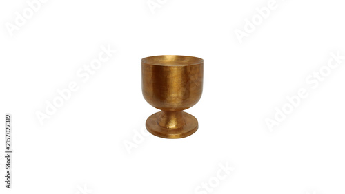 Cuadro en lienzo Modern Golden Hammered Metal Decorative Chalice Isolated on White Background