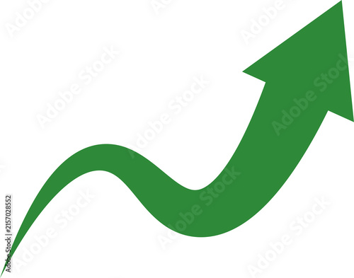 Green Rising Growth Arrow Showing Business Success and Upward Trend