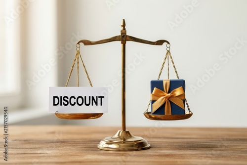 Brass scale weighing discount card and gift box