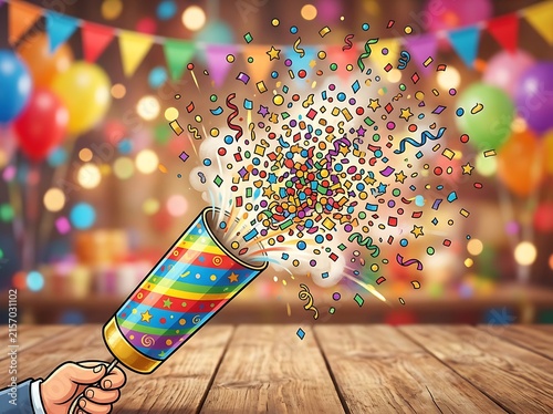 Colorful bokeh lights background with Christmas tree.