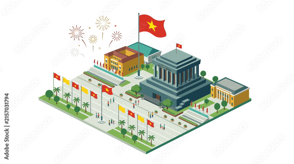 Fototapeta premium Isometric Illustration of Patriotic National Celebration Square