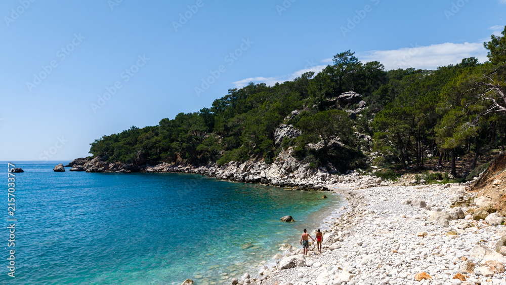 Fototapeta premium Breathtaking coastal views and serene walks in Mavikent Kumluca, Antalya, Turkey
