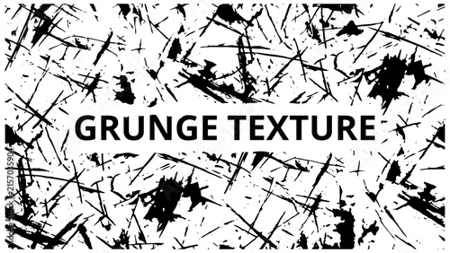 Black and White Grunge Texture Background with Chaotic Scratch Pattern